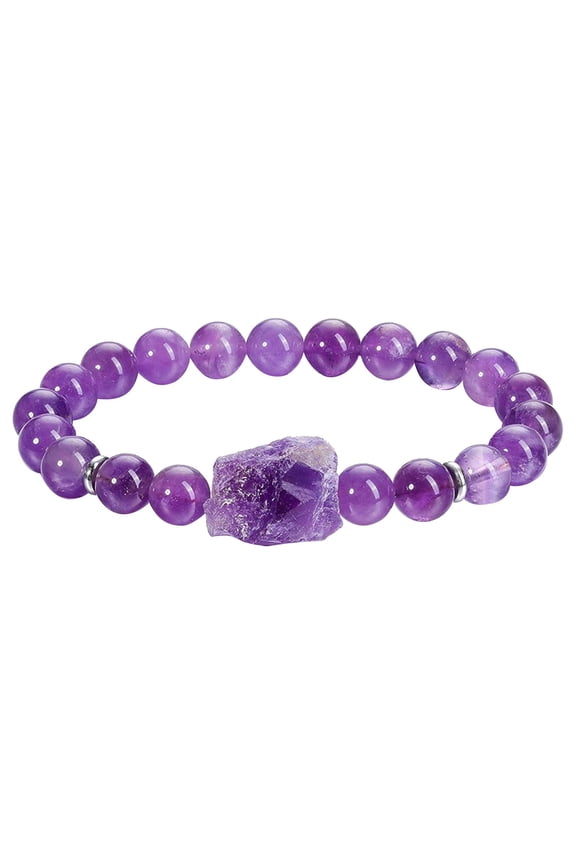 Amethyst Bracelet Purple Crystal Original Stone Bracelet for Men and Women Simple New Elastic Rope Bead String Bracelet for Men and Women