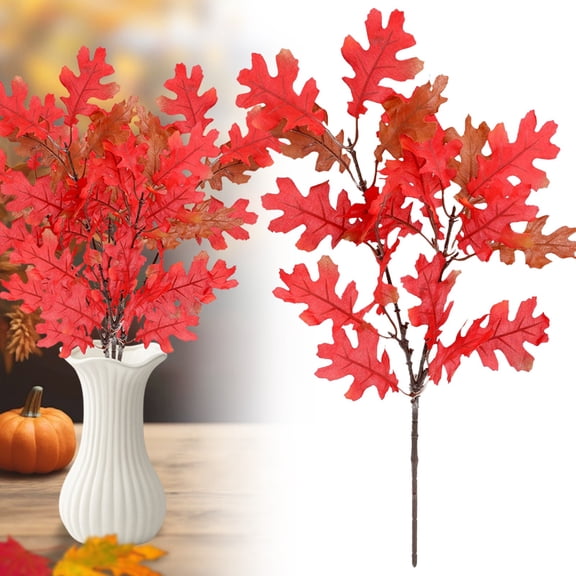 SUSHANG Artificial Maple Leaves Branches Fake Fall Maple Shrubs for Thanksgiving Christmas Festival Garland Table Centerpiece Fireplace Halloween Decoration 15 Inch