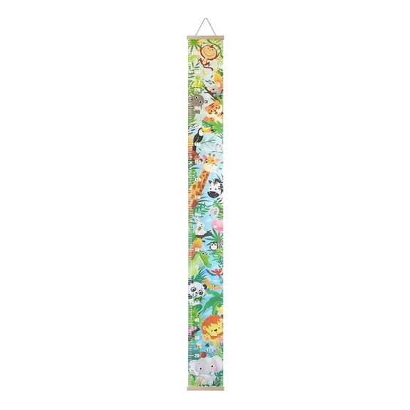 SUSHANG Baby Height Chart, Canvas Growth & Height Chart for Kids & Baby - Jungle Nursery Theme Growth Chart with Wooden Frame for Safari Nursery Decor - 76 x 7.8 Inches