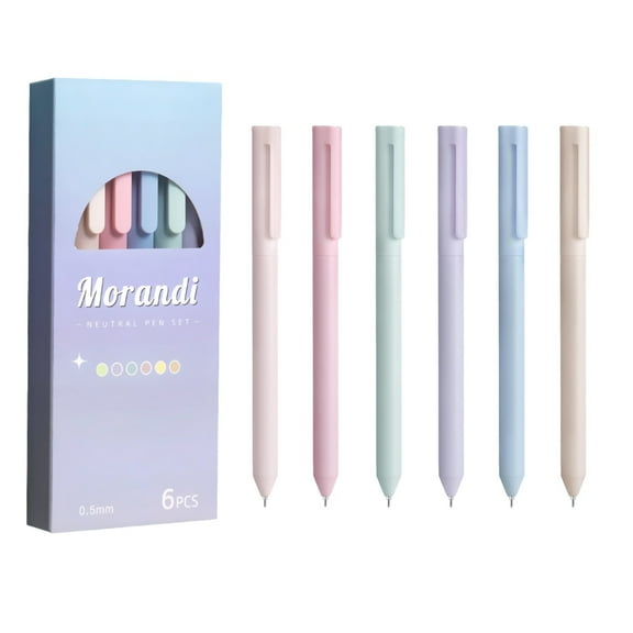 SUSHANG Black Ink Pens Fine Point Smooth Writing Pens, Colored Gel Pens For Note Taking 6PCS Pastel Gel Pens Colored Ink & No Smear Retractable Cute Pen Fine Point 0.5mm For Journaling Gel Ink Pen