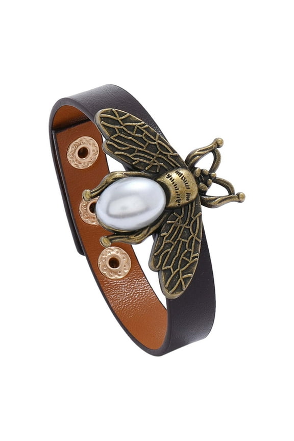 Bee Pu Leather Bracelet Fashion Personality Creative Men'S and Women'S Leather Bracelet Simple Fashion Retro Pu Bracelet Jewelry