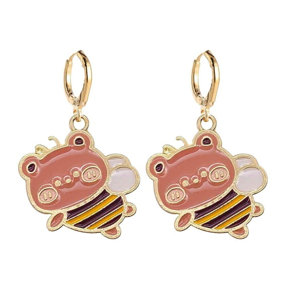 SUSHANG Bee Three-Dimensional Earrings Sunflowers Earrings for Women Gold Honeycomb Hoop Earrings Cute Enamel Sunflowers Statement Jewelry Gift As Gift Fashion Jewelry