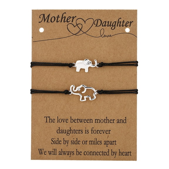 SUSHANG Big and Small Elephant Bracelet Set Mother Daughter Card Bracelet Set Rhinestone Card Bracelet Big Elephant Little Elephant Rhinestone Card Bracelet Suit To My Daughter To My Mom