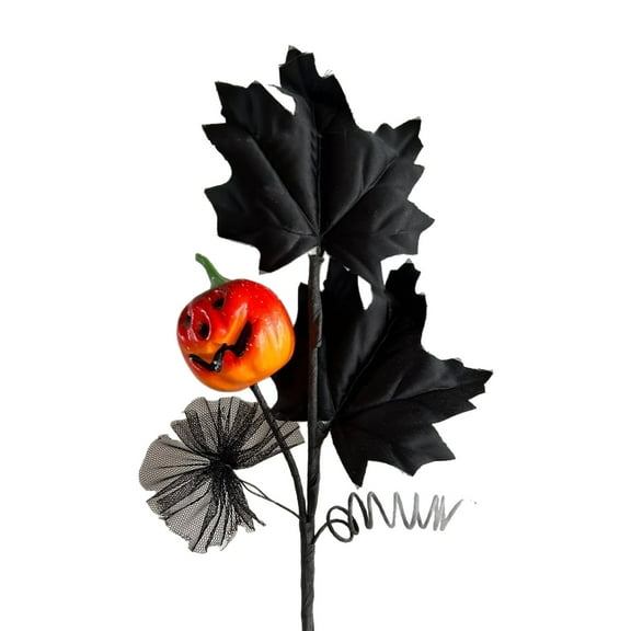 SUSHANG Black Halloween Pumpkin Bouquet – 20-Inch Dark Gothic Floral Arrangement for Table, Mantel, or Entryway, Creepy Festival Home Décor, Unique Holiday Centerpiece