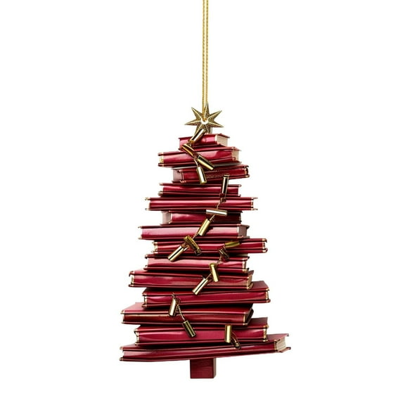 SUSHANG Book Christmas Tree Ornaments Funny Stacked Books Decorations Perfect for Book Lovers Unique Hanging Ornament for Holiday Home Decor Charm to Christmas Tree Ideal Gift for Librarians Reader