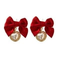 thumbnail image 1 of SUSHANG Bow Earrings Autumn and Winter Red Velvet Bowknot Earrings Bell Earrings Vintage Hair Earrings Earclips Gift, 1 of 9