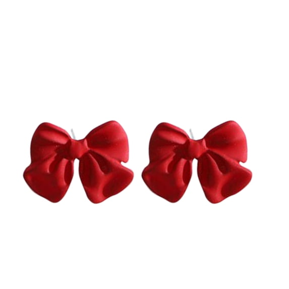SUSHANG Bow Earrings Autumn and Winter Red Velvet Bowknot Earrings Bell Earrings Vintage Hair Earrings Earclips Gift