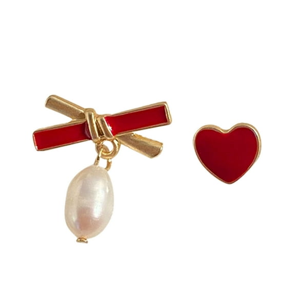 SUSHANG Bow Earrings Autumn and Winter Red Velvet Bowknot Earrings Bell Earrings Vintage Hair Earrings Earclips Gift