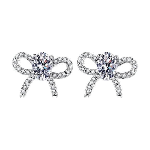 SUSHANG Bow Earrings Bow Earrings Female Design Sense Zircon Personality All Border Fashion Earrings