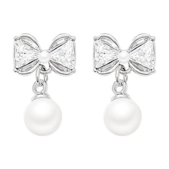SUSHANG Bow Pearl Earrings Women'S Earrings Light Luxury Earrings Gift Earrings Alloy Earrings