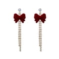 thumbnail image 1 of SUSHANG Bow Tassel Earrings Red Vintage Flocked Bowknot Fringe Earrings Christmas Wine Red Hair Pearl Earrings Drop Earrings Fringe Earrings, 1 of 8