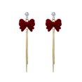 thumbnail image 1 of SUSHANG Bow Tassel Earrings Red Vintage Flocked Bowknot Fringe Earrings Christmas Wine Red Hair Pearl Earrings Drop Earrings Fringe Earrings, 1 of 8