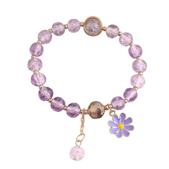 SUSHANG Bracelet Colorful Flower Amethyst Children'S Bracelet Female Bracelet Crystal Beaded Bracelet Elastic Rope Bracelet