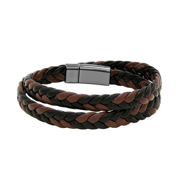 SUSHANG Braided Leather Bracelet Braided Bracelet Made of Leather in Black or Brown – Men'S Bracelet with Magnetic Clasp Made of Stainless Leather Bracelet Men Including Extra Link