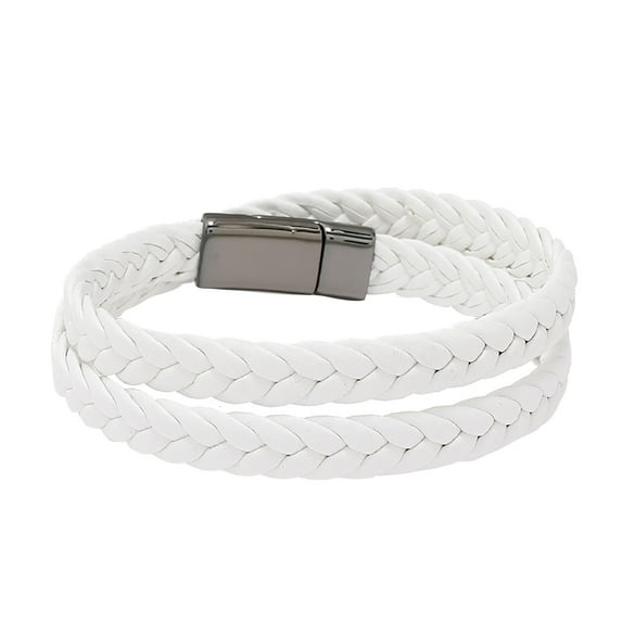 SUSHANG Braided Leather Bracelet Braided Bracelet Made of Leather in Black or Brown – Men'S Bracelet with Magnetic Clasp Made of Stainless Leather Bracelet Men Including Extra Link