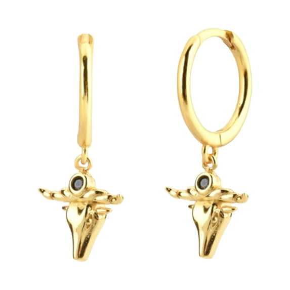SUSHANG Bull Head Statement Earrings Personality Animal Earrings Bull Head Earrings Black Diamonds Bull Head Personality Earrings Simple Animal Earrings