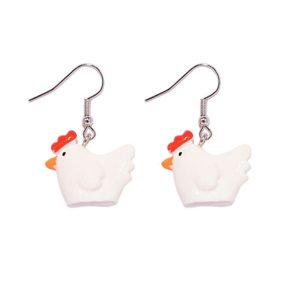 SUSHANG Chick Earrings Fun Chick Earrings Handmade Resin Cartoon Animal Chick Earrings Female Fun Ear Hooks