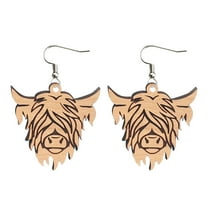 SUSHANG Christmas Animal Cow Earrings Christmas Wooden Earrings Animal Cow Earrings Christmas Hat Earrings