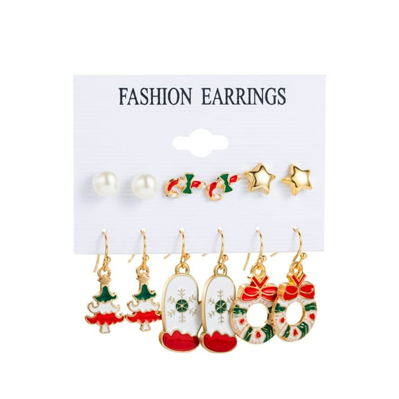 SUSHANG Christmas Earring Set 6 Pieces Christmas Earrings Creative Exquisite Holiday Earrings Creative Holiday Earrings