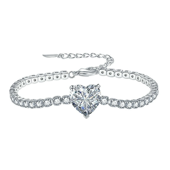 SUSHANG Colored Gemstone Bracelet Personalized Heart Link Bracelet for Women Adjustable Family Bracelets for Mother Daughter