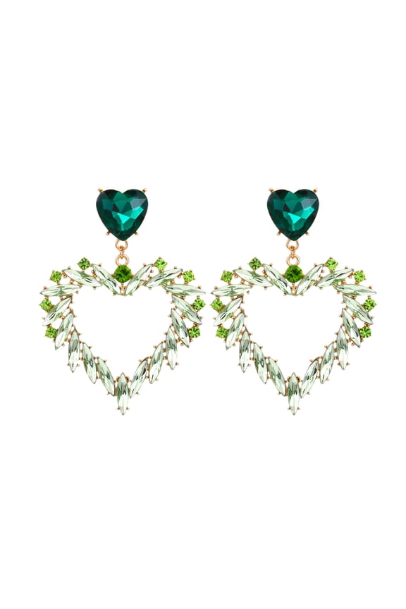 Colorful Diamond Big Heart Earrings European and American Personality Super Flash Color Diamond Big Heart Earrings Hollow Out Alloy Diamond Heart Earrings Border Earrings Female