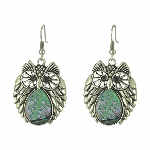 SUSHANG Colorful Shell Earrings Vintage Owl Animal Colorful Earrings Female Personality Geometric Earrings Jewelry Temperament Crystal Earrings