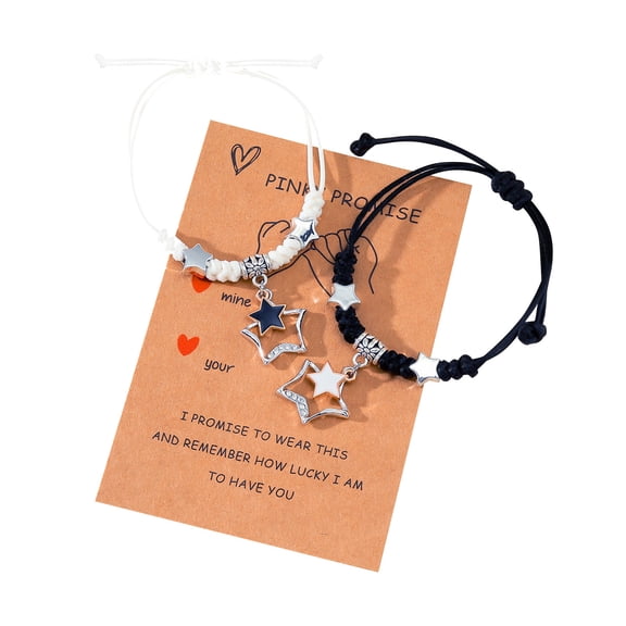 SUSHANG Couple Card Bracelet Best Friend Bracelets Star Bracelets Rope Bracelets for Friendship Relationship Girlfriend Valentine'S Day Gift