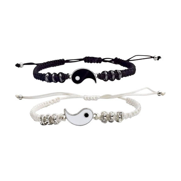 SUSHANG Couple Gossip Bracelet Best Friend Bracelets 2 Matching Yin and Yangs Adjustable Rope Bracelets for Friendship Relationship Boyfriend Valentine'S Day Gift