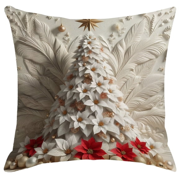 SUSHANG Cozy Single-Sided Velvet Christmas Pillow Cover, Plush and Soft Holiday Themed Cushion for Sofa and Bed, Festive Print Decor to Enhance Your Seasonal Living Room Ambiance