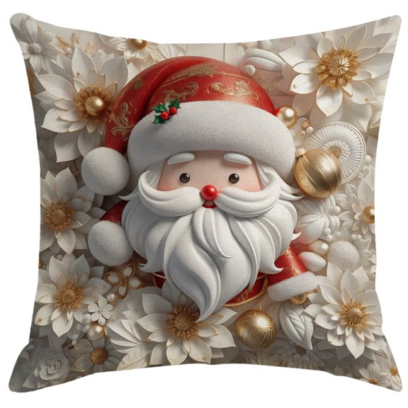 SUSHANG Cozy Single-Sided Velvet Christmas Pillow Cover, Plush and Soft Holiday Themed Cushion for Sofa and Bed, Festive Print Decor to Enhance Your Seasonal Living Room Ambiance