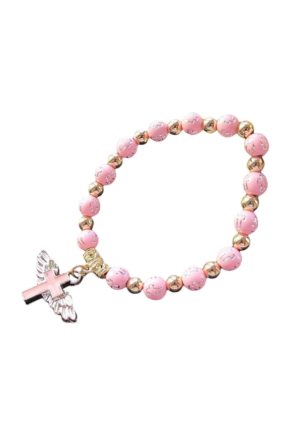 Cross Bead Bracelet Angel Wing Bracelet for Boy and Girl Baptism /Christening Bautizo Recuerdos Church Event
