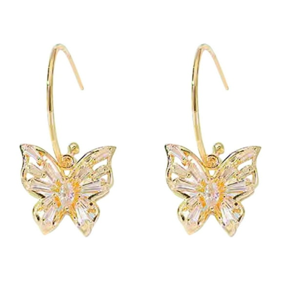 SUSHANG Crystal Butterfly Earrings Temperament Crystal Butterfly Earrings Rhinestone Decor Butterfly Charm Drop Earrings Butterfly Hoop Earrings for Women