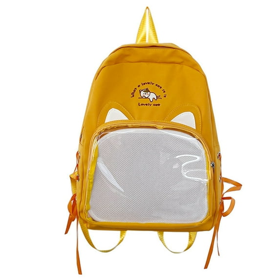 SUSHANG Cute Cat Ears Kawaii Pins Bag Transparent Window Anime Pin Display Backpack Japanese Collector Bag