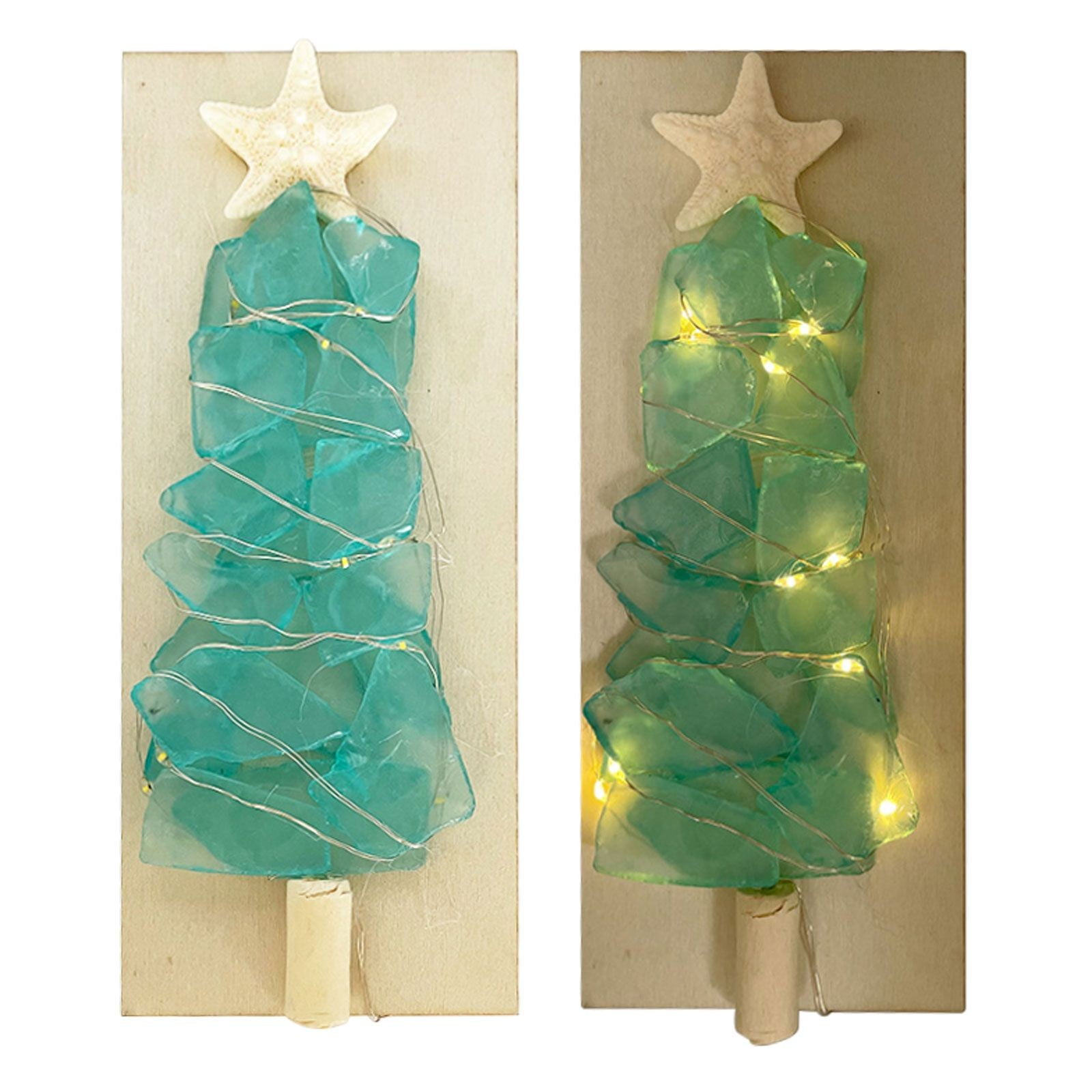 Sushang DIY Sea Glass Christmas Tree Tabletop Decor Kit With Photo Inspiration
