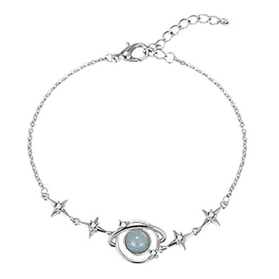 SUSHANG Design Planet Bracelet New Silver Plated Jewelry Fashion Star Bracelet Girls Fashion Design Opal Bracelet Planet Light Luxury for Women Elegant Zircon Planet Resin for Women