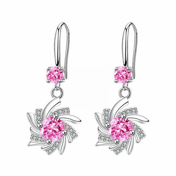 SUSHANG Diamond and Amethyst Earrings Wedding Jeweley Sterling Silver Cubic Zirconia Drop Earrings for Women Diamond Set Amethyst Earrings Female Fashion Purple Diamond Flower Earrings