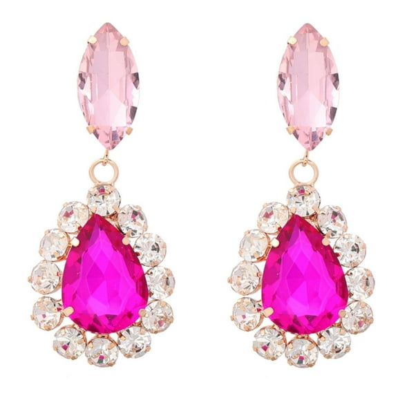 SUSHANG Diamond Earrings Long Full Rhinestone Teardrop Crystal Dangle Chandelier Drop Earrings Fashion Jewelry(Six Color)