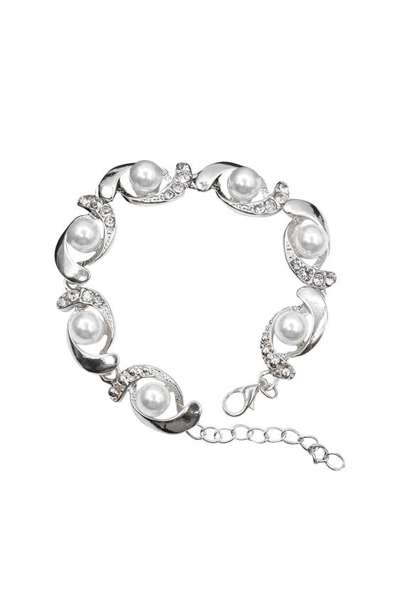 Diamond and Pearl Bracelet Circular Diamond Pearl Bracelet Rhinestone Pearl Bracelet Jewelry Charm Bracelet Birthday Surprise Gift for Woman Girls Flash Diamond Multi Layer Elastic Bracelet