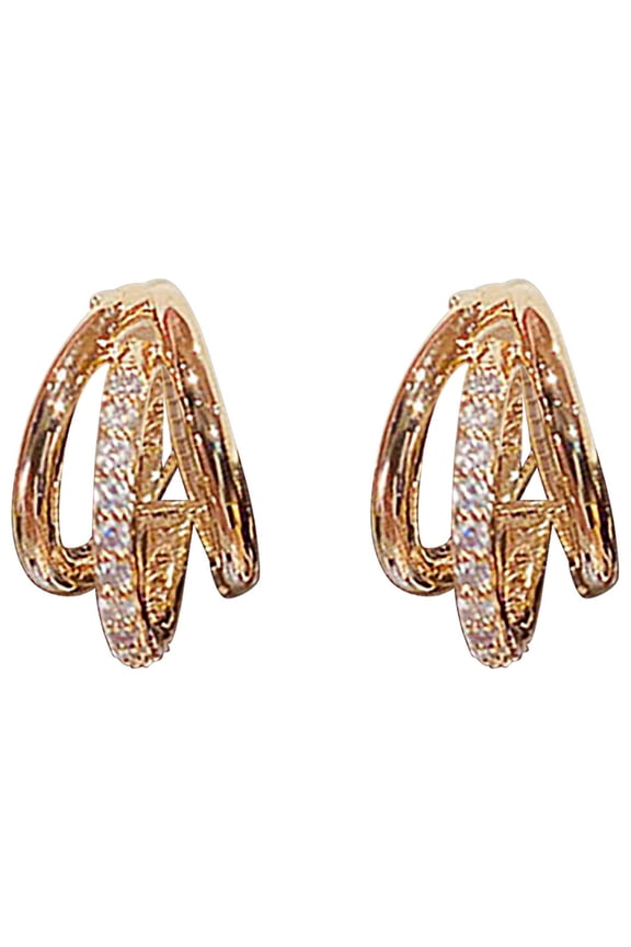 Diamond Triple Hoop Earrings Post Hoop Earrings for Women Dainty Cubic Zirconia Cz Split Half Hoop Earrings