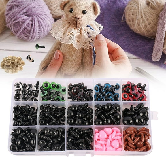 SUSHANG Disen 560pcs DIY Plush Toy Plastic and Noses Set with Washers Easy to Use Crafting Kit in 15 Grid Box Perfect for Doll Making Teddy Bears and Plush Toy Projects Fun Creative Activity
