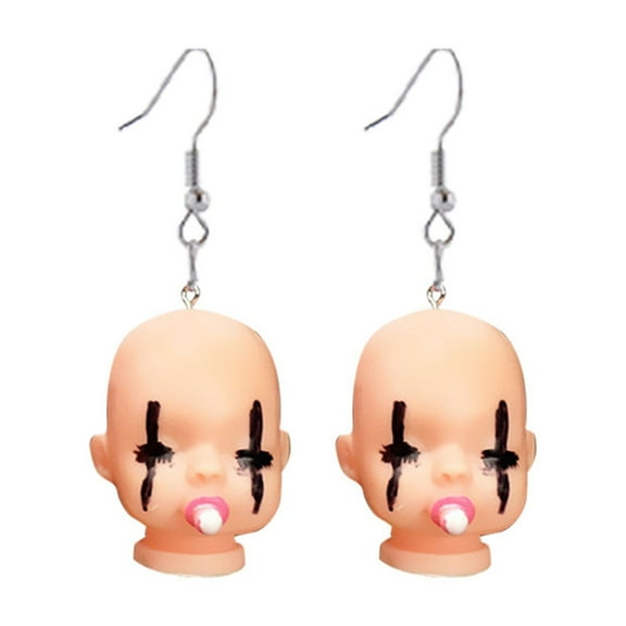 SUSHANG Doll Head Earrings Creative Handmade Funny and Cute Doll Head Earrings and Exaggerated Hip Hop and Dancing Earrings