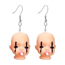 SUSHANG Doll Head Earrings Creative Handmade Funny and Cute Doll Head Earrings and Exaggerated Hip Hop and Dancing Earrings