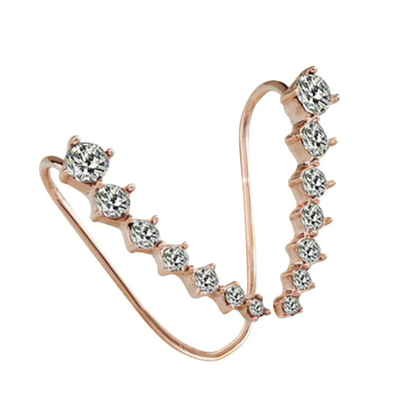 SUSHANG Ear Studs and Ear Hooks Gold Silver Crystal Earrings Ear Hook Stud Jewelry Crossing Zircon Earrings Elegant Lady Earrings