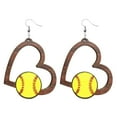thumbnail image 1 of SUSHANG Earrings Love Sports Earrings Football Baseball Rugby Basketball Tennis Volleyball Wooden Earrings Geometric Hollowing Out, 1 of 9