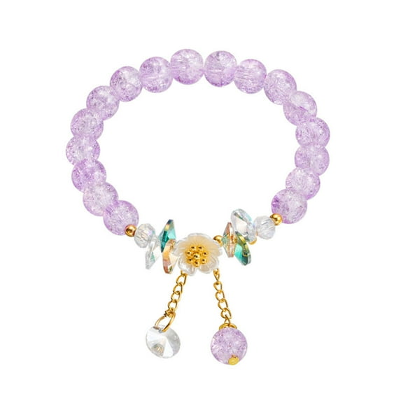 SUSHANG Explosive Crystal Bracelet Crystal Beaded Bracelet Female Natural Stone Flower Stretch Bracelet Semi Crystal Gemstone Beaded Bracelet Christmas Back To School Gift