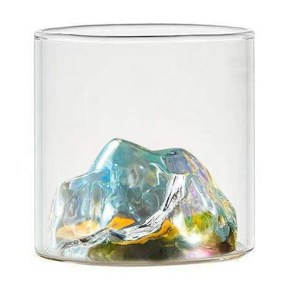 SUSHANG Fascinating Colorful Mountain Bottom Design Glass Tumbler, Handmade Clear Elegant Glassware, Novelty Glass Cup Perfect Gift for Wedding, Christmas, Birthdays, Valentines