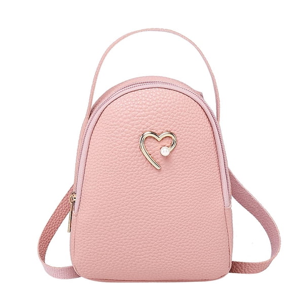 SUSHANG Fashion Women Shoulders Small Backpack Letter Purse Mobile Phone Messenger Bag Big Lychee Patterned Heart-Shaped Shell Backpack