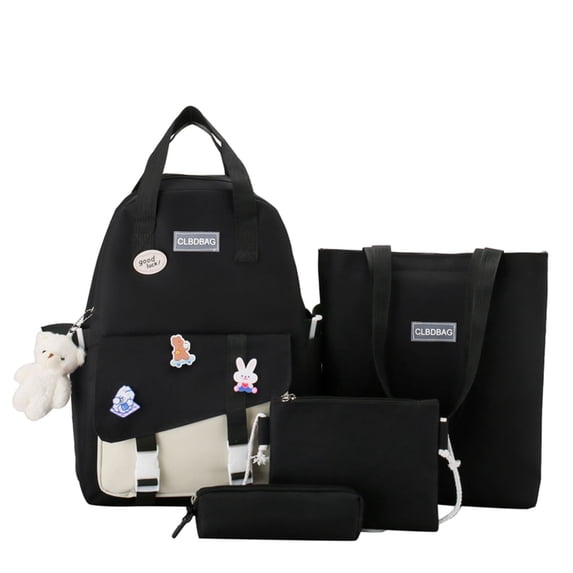 SUSHANG Female Students Fashion Outdoor Leisure School Bag Backpack Handbag and Pens Bag and Coin Purse Four Piece Set