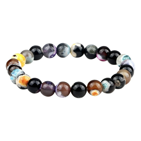 SUSHANG Fire Agate Fashion Bracelet Color Women'S Simple Geometric Fashion Bracelet Fire 8Mm Men'S Bracelet Yoga Jewelry