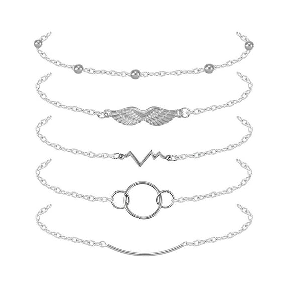 SUSHANG Five Piece Set of Wing Bead Bracelet Bracelet Beaded Round Combination Bracelet Assorted Bracelet Five Circle Angel Layered Wing Piece Bracelets